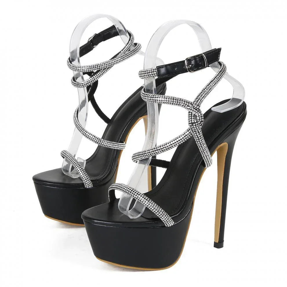 Rhinestone Catwalk Show High Heels - Viexta