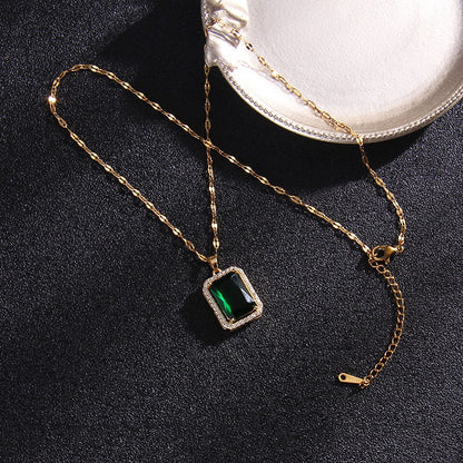 Titanium Steel Emerald Necklace