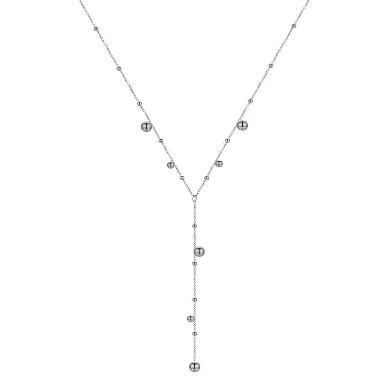 S925 Sterling Silver Beanie Tassel Long Flow Necklace - Viexta