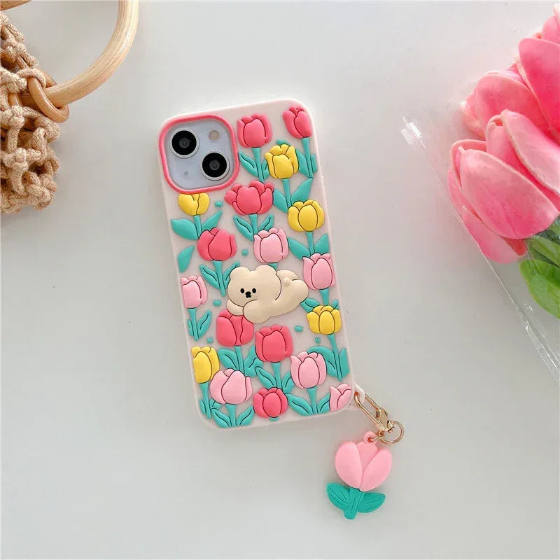 Little Bear Flowers iPhone Case - Viexta