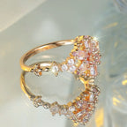 round-champagne-gold-horse-eye-diamond-ring - Viexta