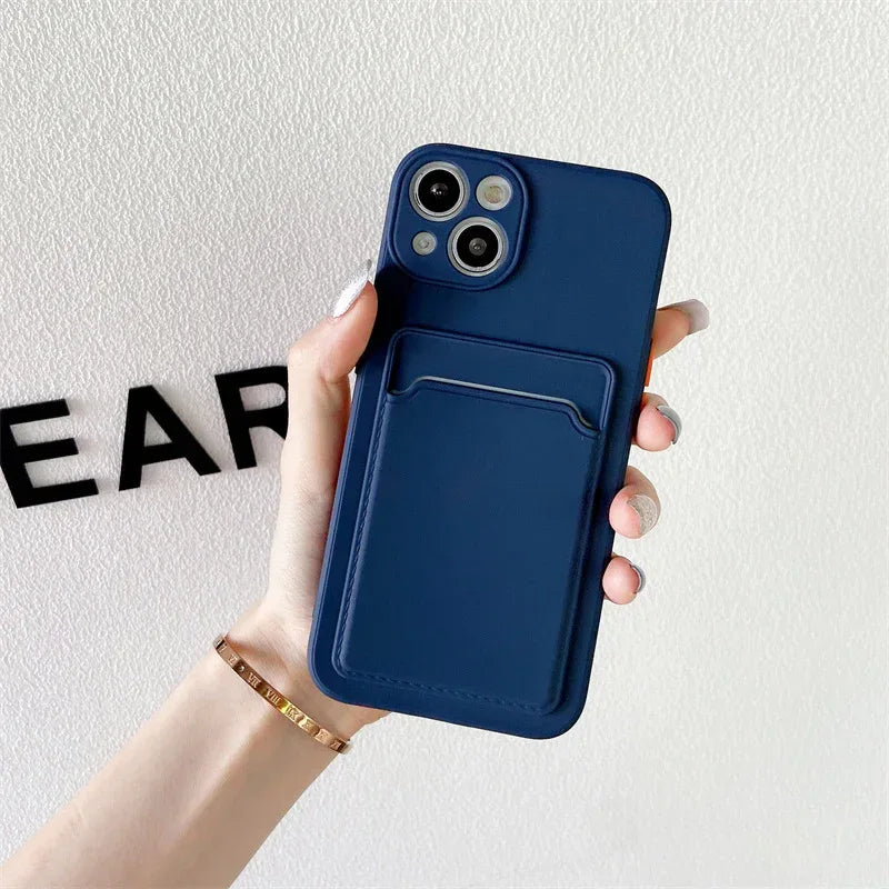 Insert Card Silicone Color Blocking iPhone Cover - Viexta