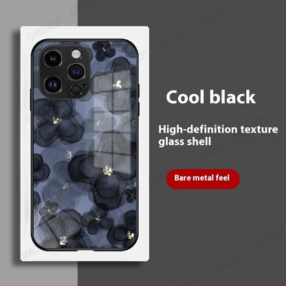 Black Flower Glass IPhone Case