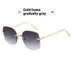Frameless Trimming Square Metal Fashion Sunglasses - Viexta