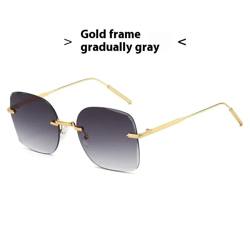 Frameless Trimming Square Metal Fashion Sunglasses - Viexta