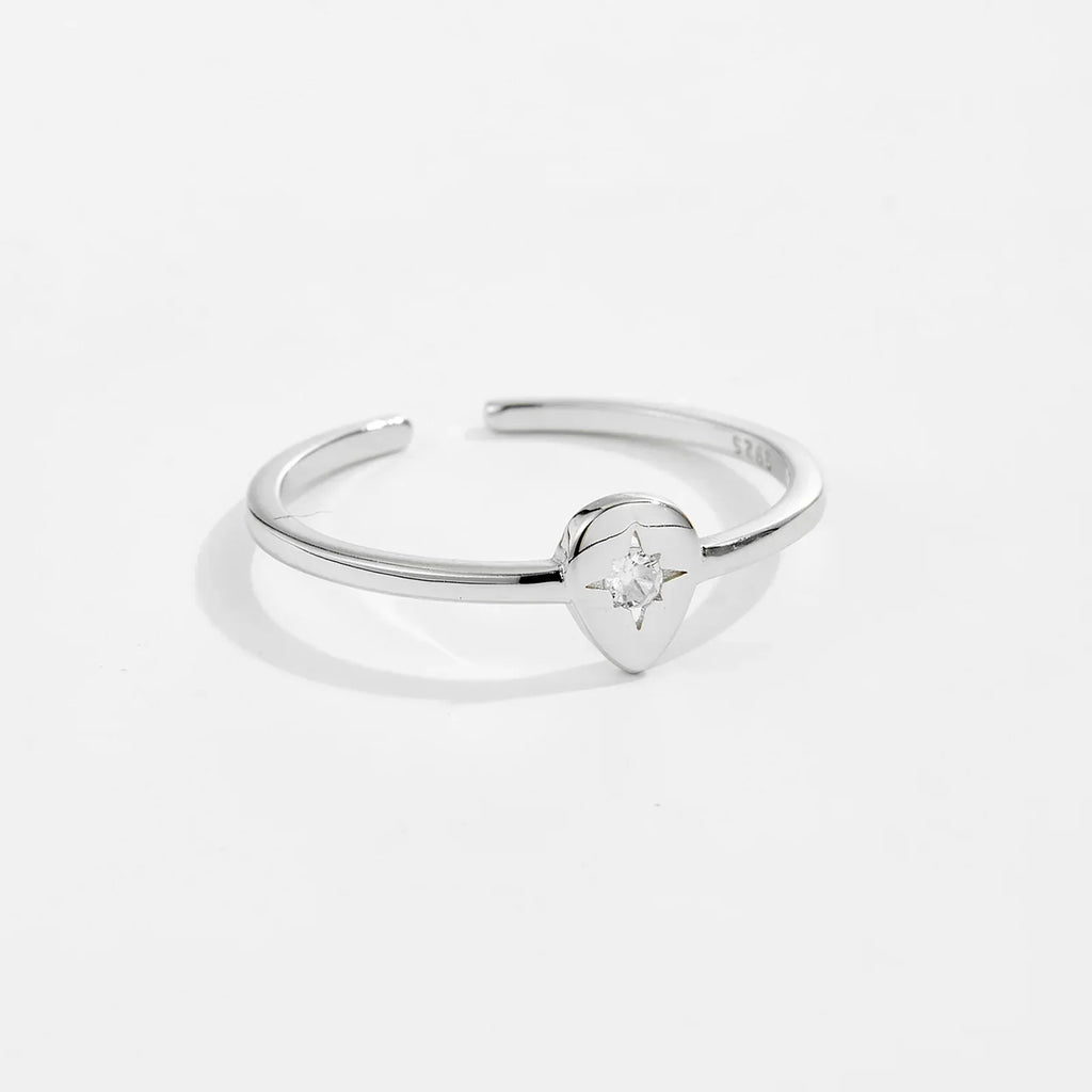 S925 Sterling Silver Eight Awn Star Micro Zircon Ring - Viexta