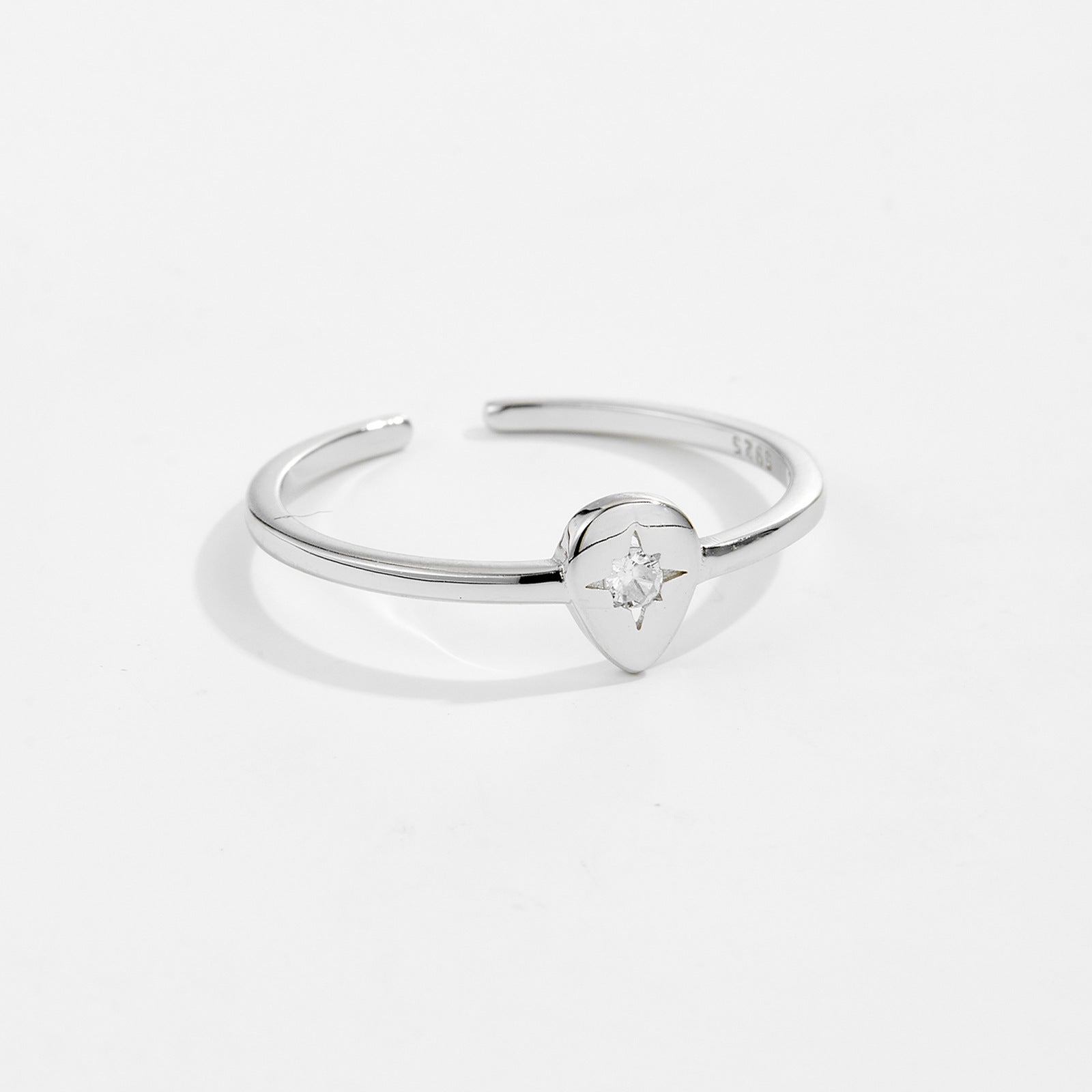 S925 Sterling Silver Eight Awn Star Micro Zircon Ring