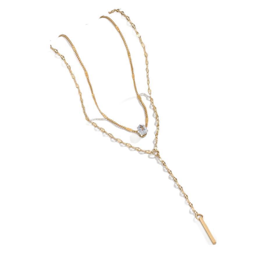 Y-shaped Tassel Rhinestone Necklace