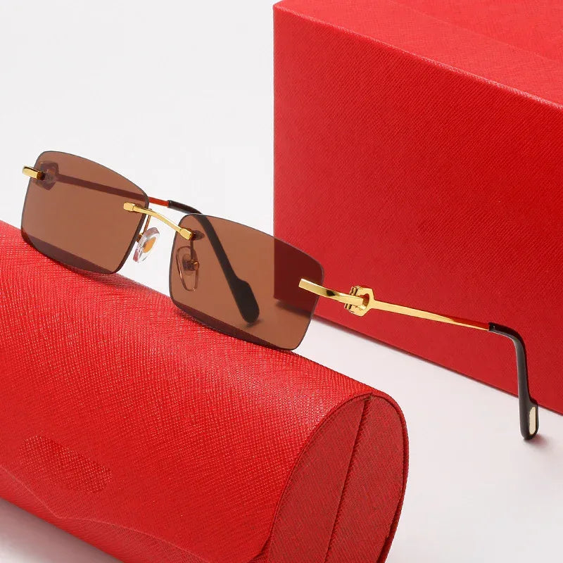 Rimless Square Plate Sunglasses - Viexta