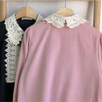 Lace Bow Elegant Long Sleeve Blouse Women - Viexta