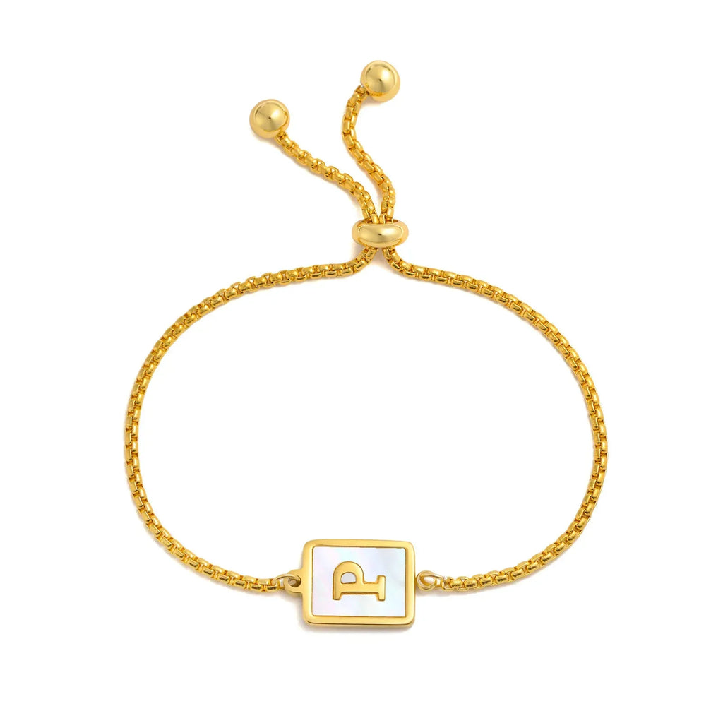 stainless-steel-english-letter-square-gold-bracelet - Viexta