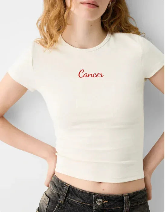Twelve Constellations Letter Printed Short Sleeved T-shirt - Viexta