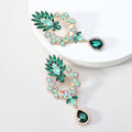 Rhinestone Teardrop Pendant Large Earrings