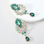 Rhinestone Teardrop Pendant Large Earrings