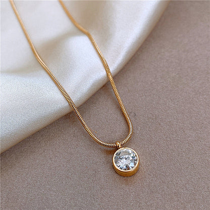 Women's Titanium Steel Zircon Necklace