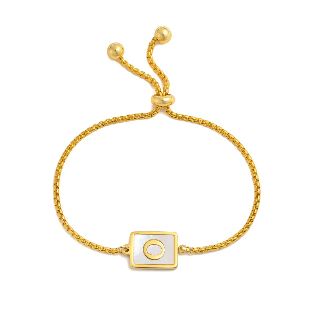 stainless-steel-english-letter-square-gold-bracelet - Viexta