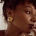 Embossed Cube Titanium Steel Earrings