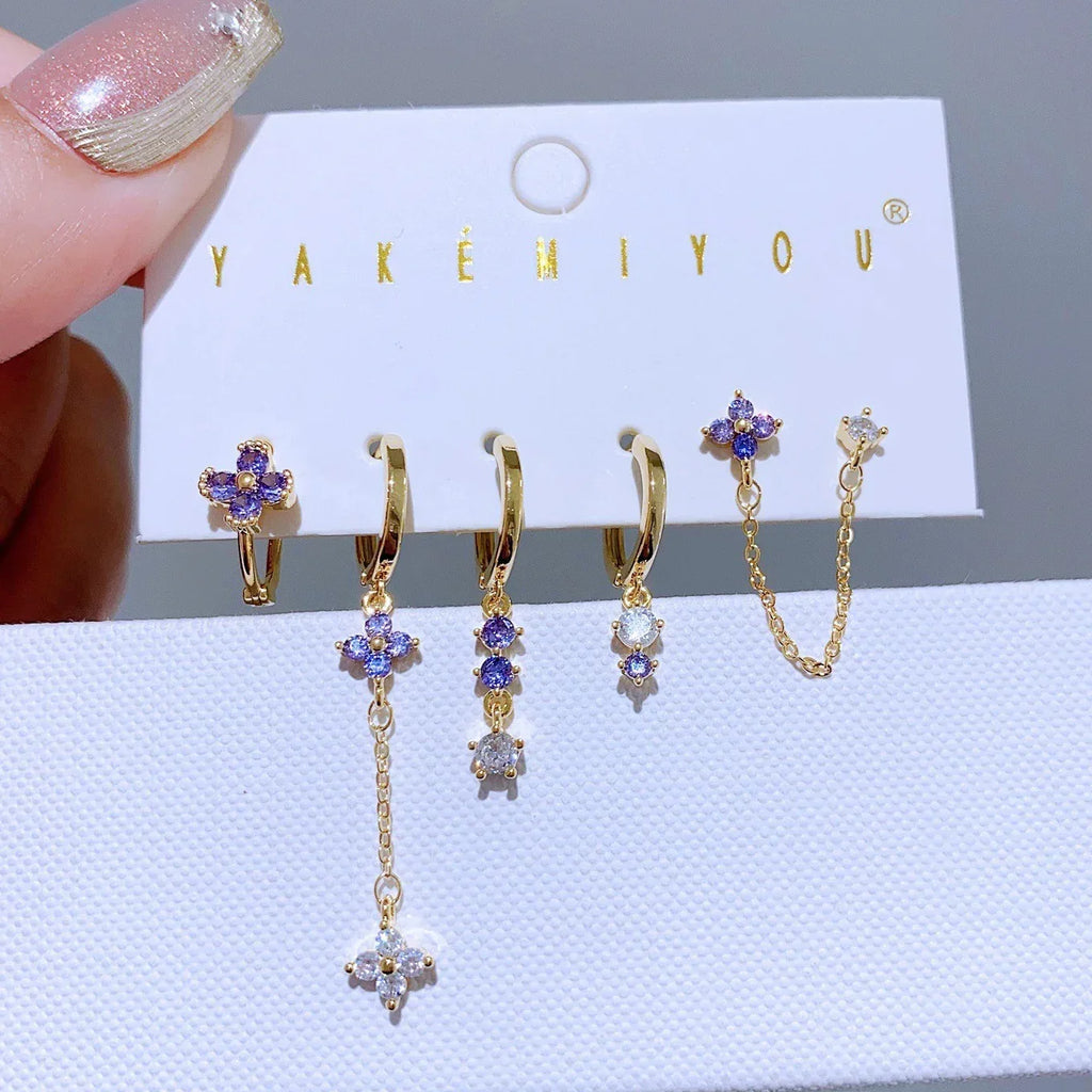 6piece Zirconium Ring Earring Set - Viexta