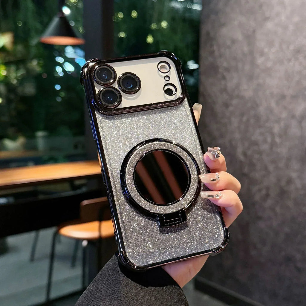 Glitter Mirror Magnetic Bracket iPhone Case - Viexta