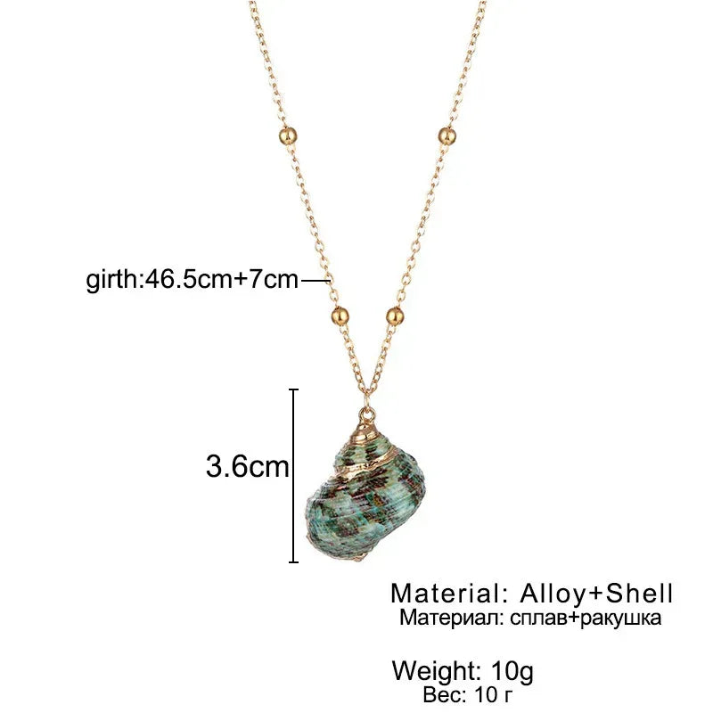 Women's Beach Shell Gold-plated Edge Pendant Necklace - Viexta