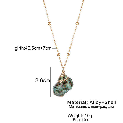 Women's Beach Shell Gold-plated Edge Pendant Necklace