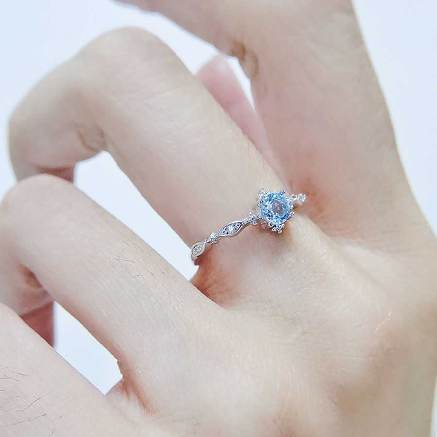 Zircon Personalized Aquamarine Ring