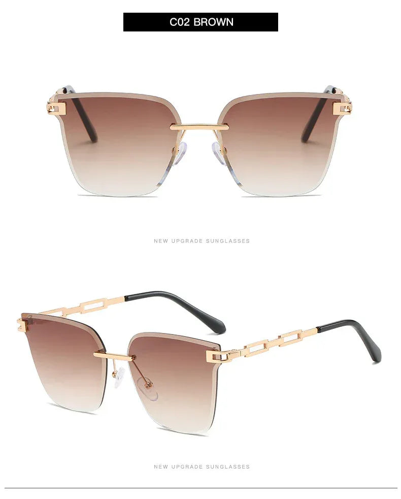 Frameless Trimming Metal Hollow Gradient Sunglasses - Viexta