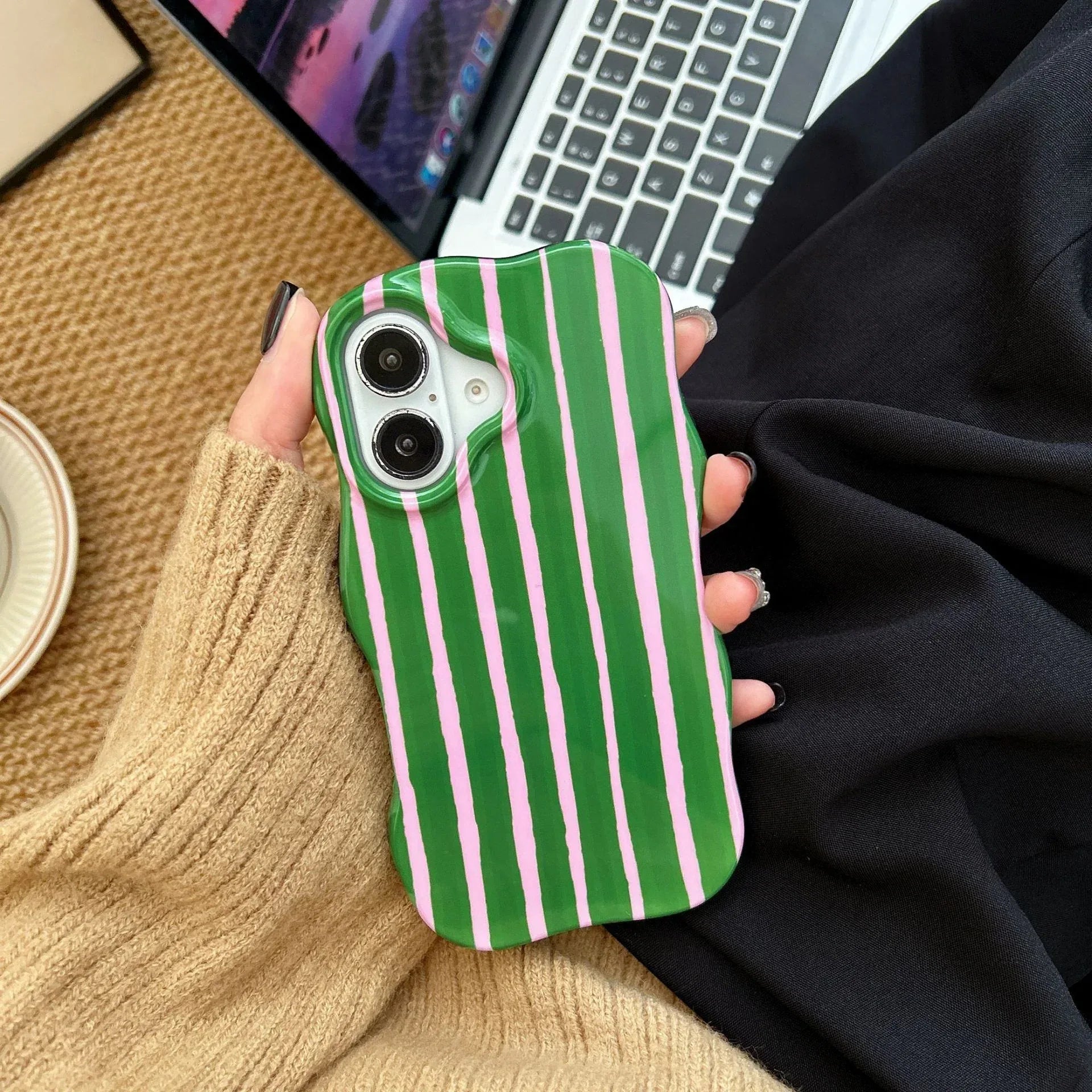 Niche Color-block Striped iPhone Case - Viexta