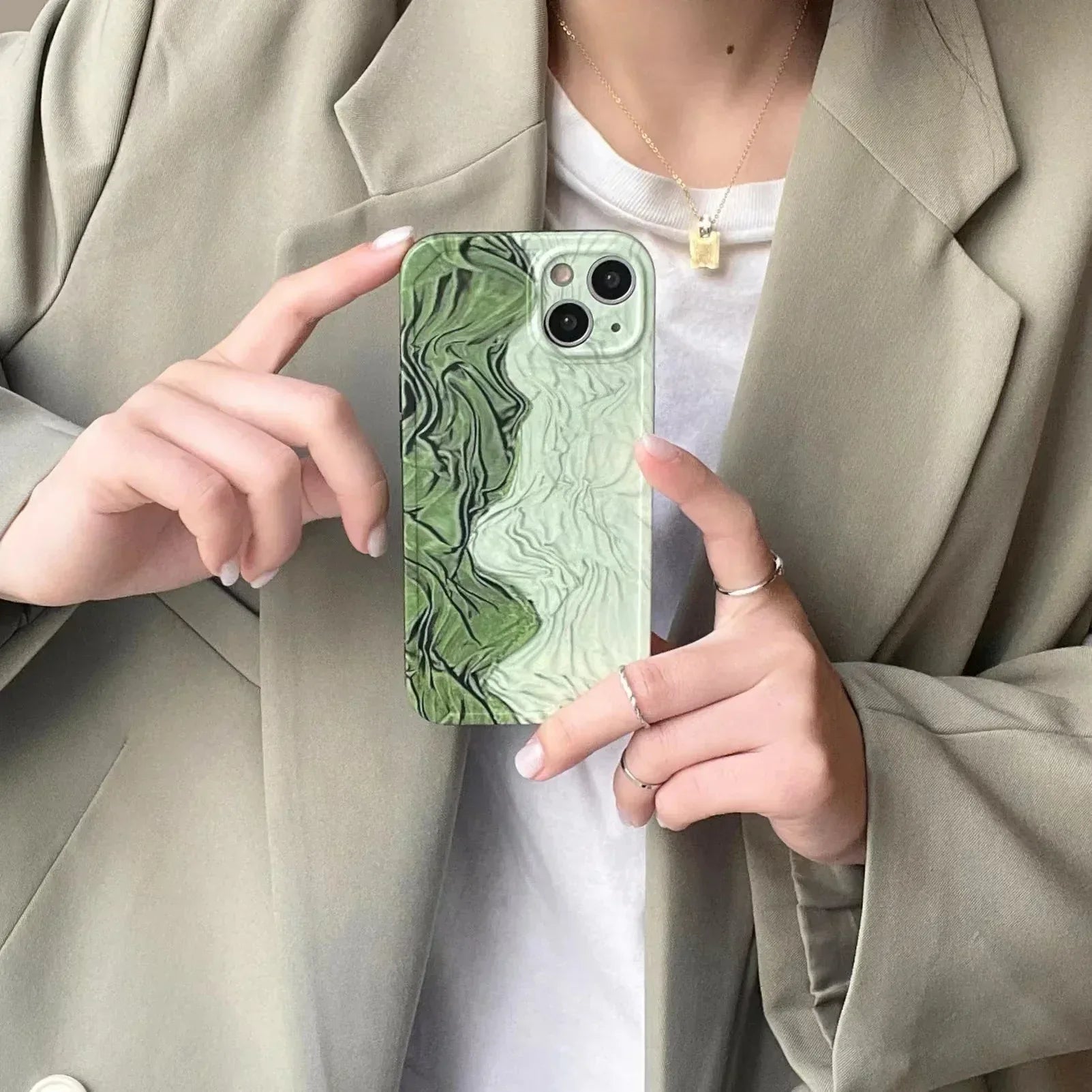 Pleated Green Stitching iPhone Case - Viexta