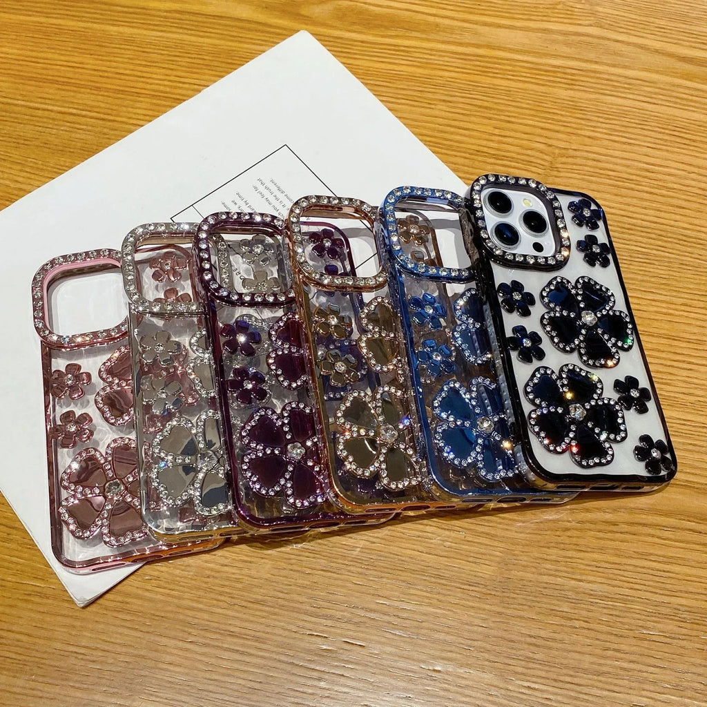 fashion-plum-blossom-diamond-flower-iphone-case - Viexta