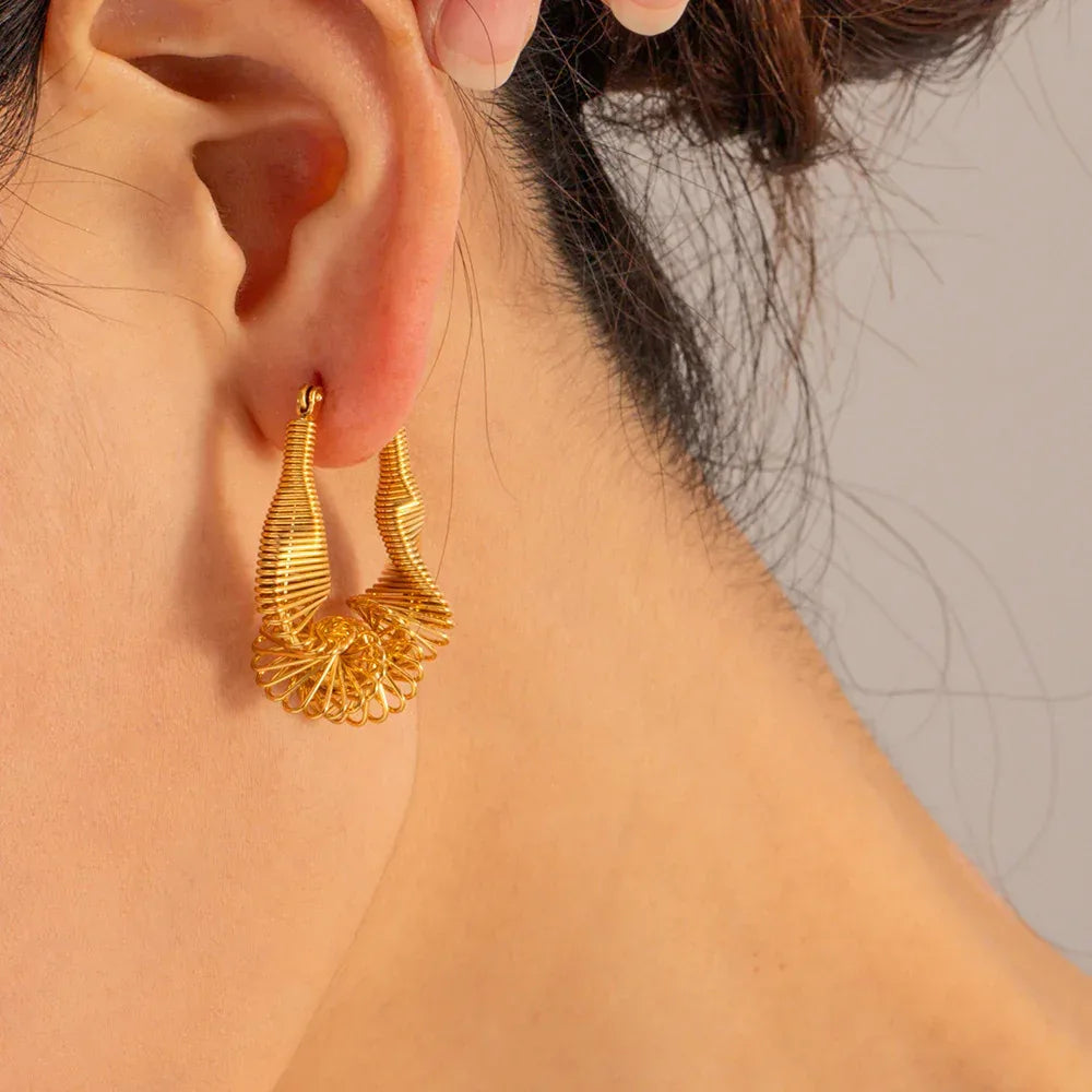 Stainless Steel Pleated Earrings - Viexta