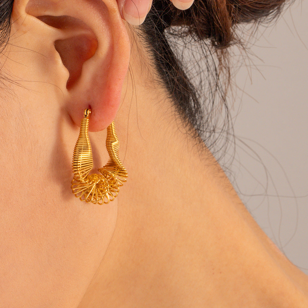 Stainless Steel Pleated Earrings