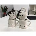 4piece Marshmallow White And Black Ceramic Mugs - Viexta