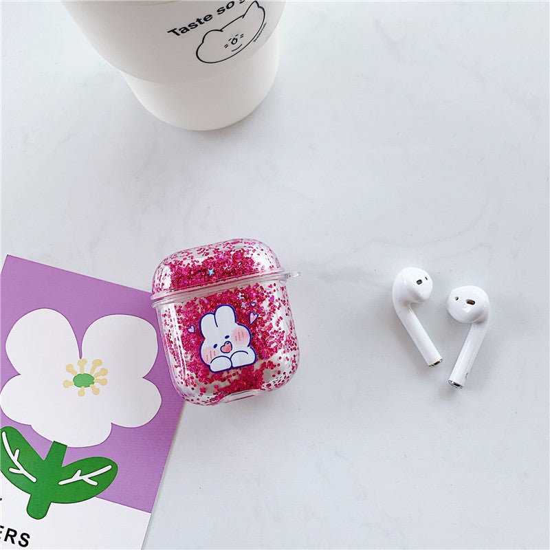 Cute Rabbit Quicksand Headphone Case Soft Shell