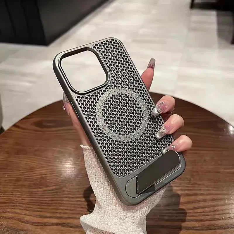 magnetic-suction-breathable-bracket-iphone-case - Viexta