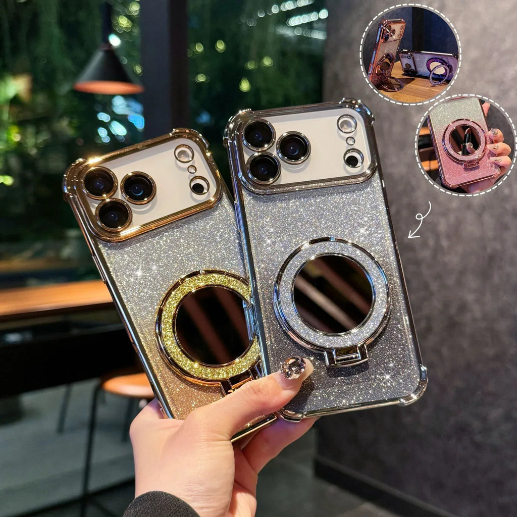 Glitter Mirror Magnetic Bracket iPhone Case - Viexta