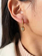 Emerald Zircon Oval Huggies - Viexta