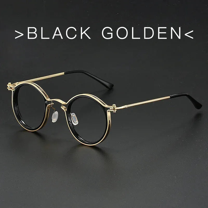vintage-round-frame-glasses-frame-anti-blue-ray-plain-glasses - Viexta
