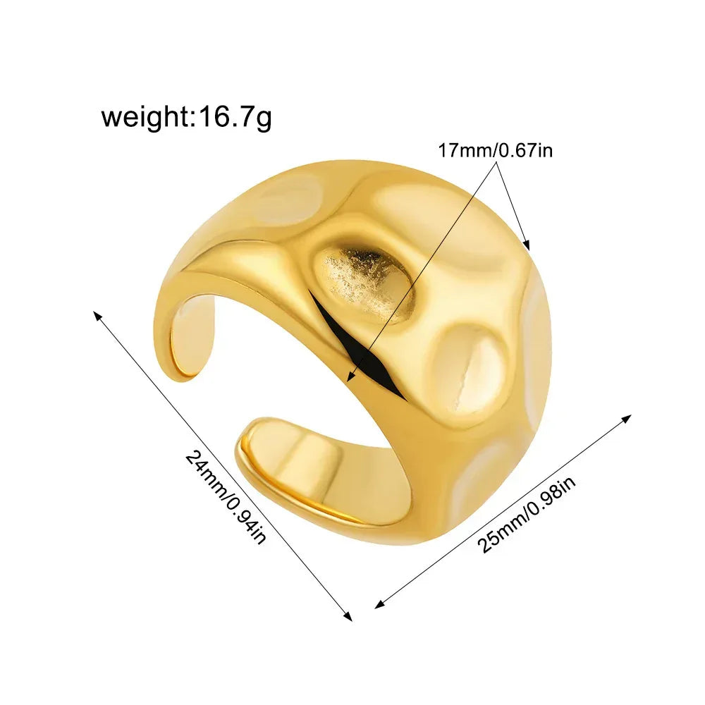 irregular-titanium-steel-ring-with-water-droplet-knot-opening - Viexta