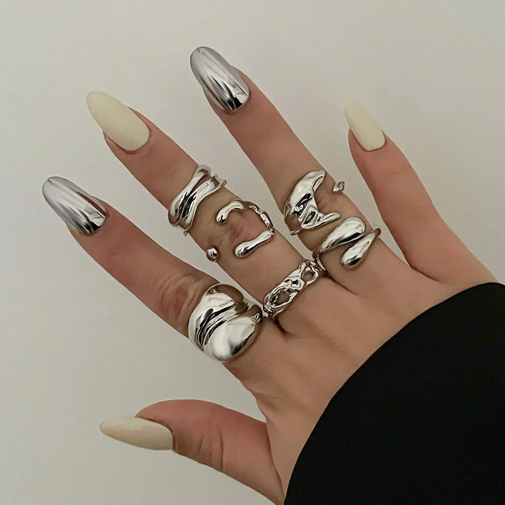 ins-style-irregular-glossy-ring-set - Viexta