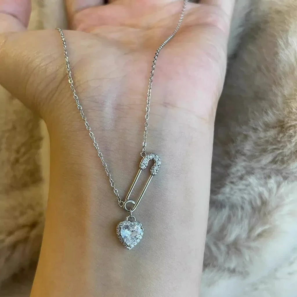 Heart Zircon Clip Necklace - Viexta