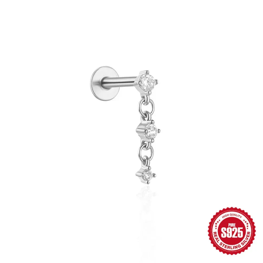 S925 Sterling Silver Moon Piercings - Viexta