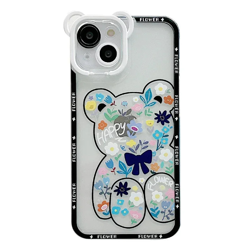 Cute Cartoon Bear Flower Holder iPhone case - Viexta