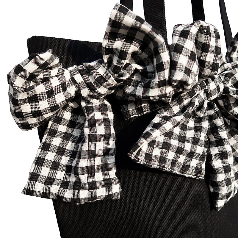 Three-dimensional Plaid Big Bow Bag