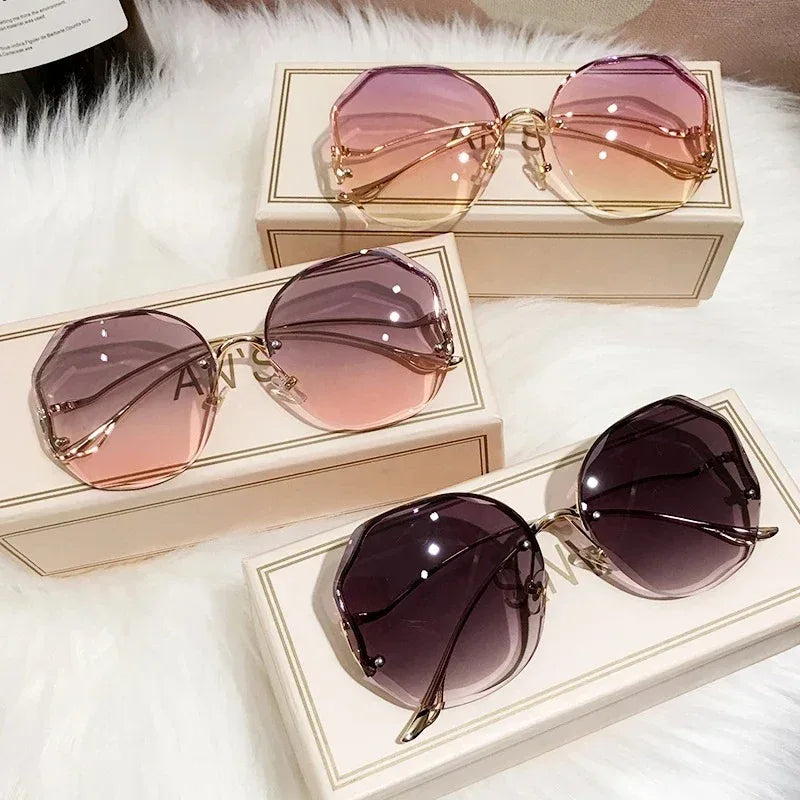frameless-cut-edge-tan-gradient-sunglasses - Viexta