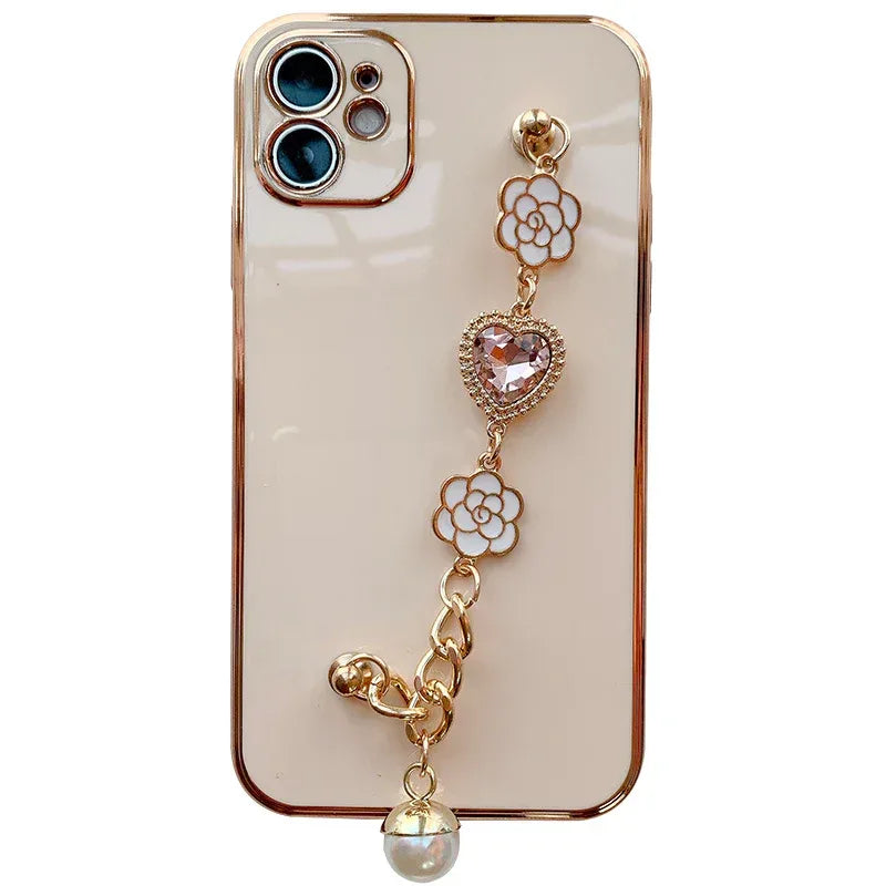 Camellia Electroplating Bracelet Soft iPhone Case - Viexta