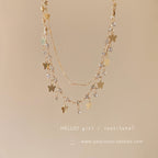 Bohemian Double Layer Necklace With Blue Rhinestone