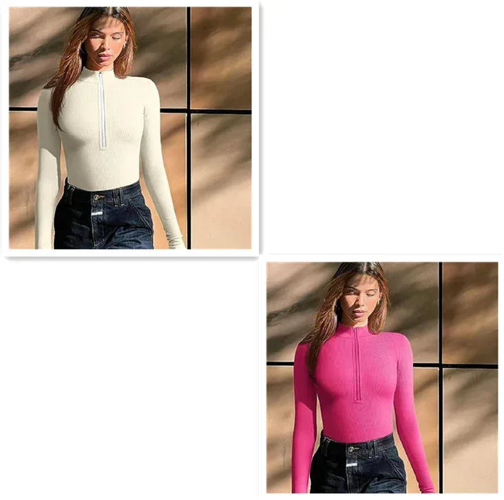 Fashion Long Sleeve Zipper Jumpsuit - Viexta