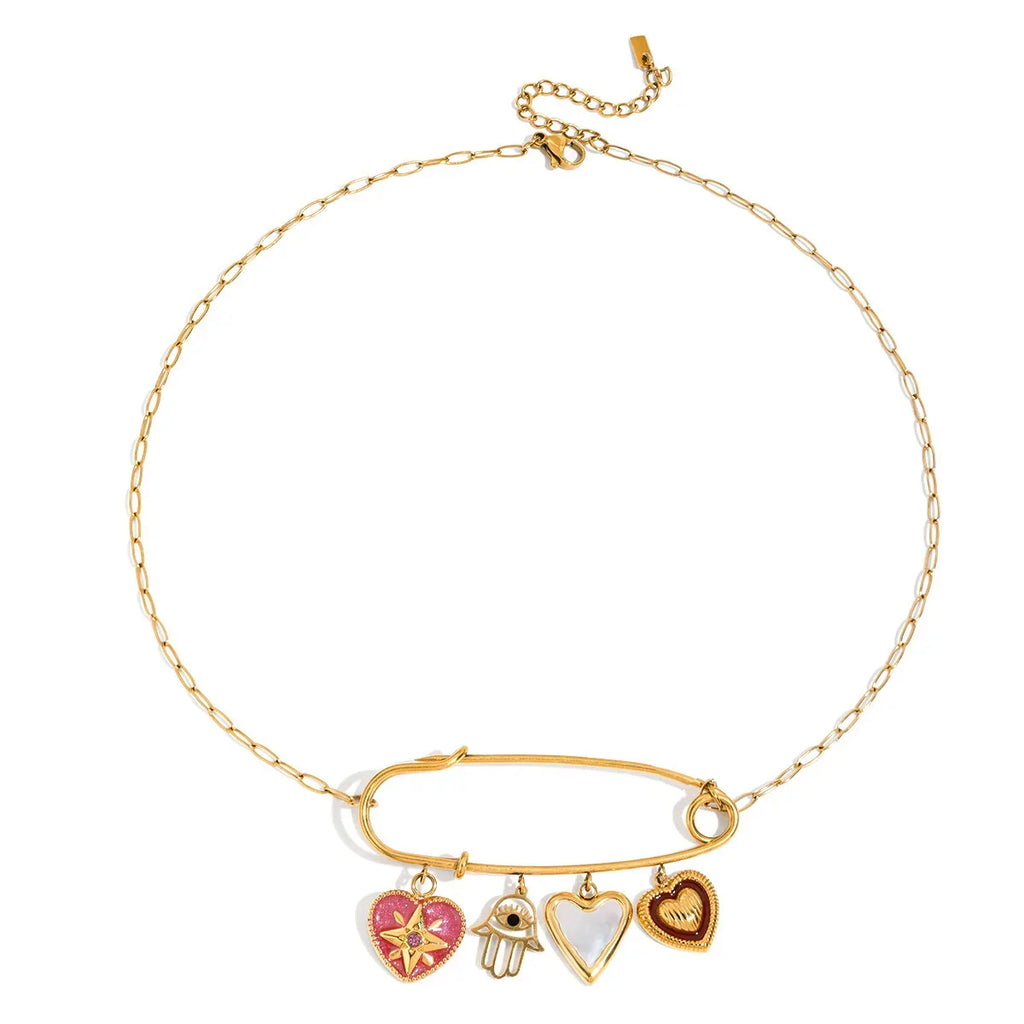 Stainless Steel Clip On Love Necklace For Women - Viexta
