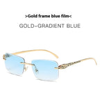 Women's Retro Cheetah Decorative Frameless Square Sunglasses - Viexta